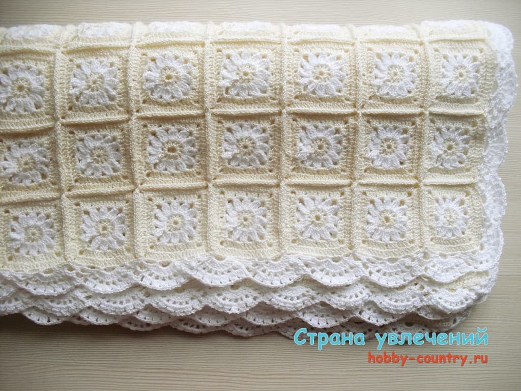 Детский плед крючком из мотивов Ромашки