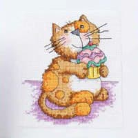 кошка рисованная мультяшная схема для вышивки