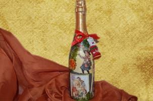 мк декупаж бутылки шампанского на новый год