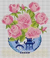 схема вышивки крестом розы букет