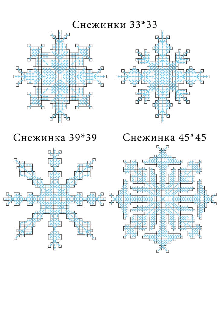 Вышивка Снежинки на пластиковой канве