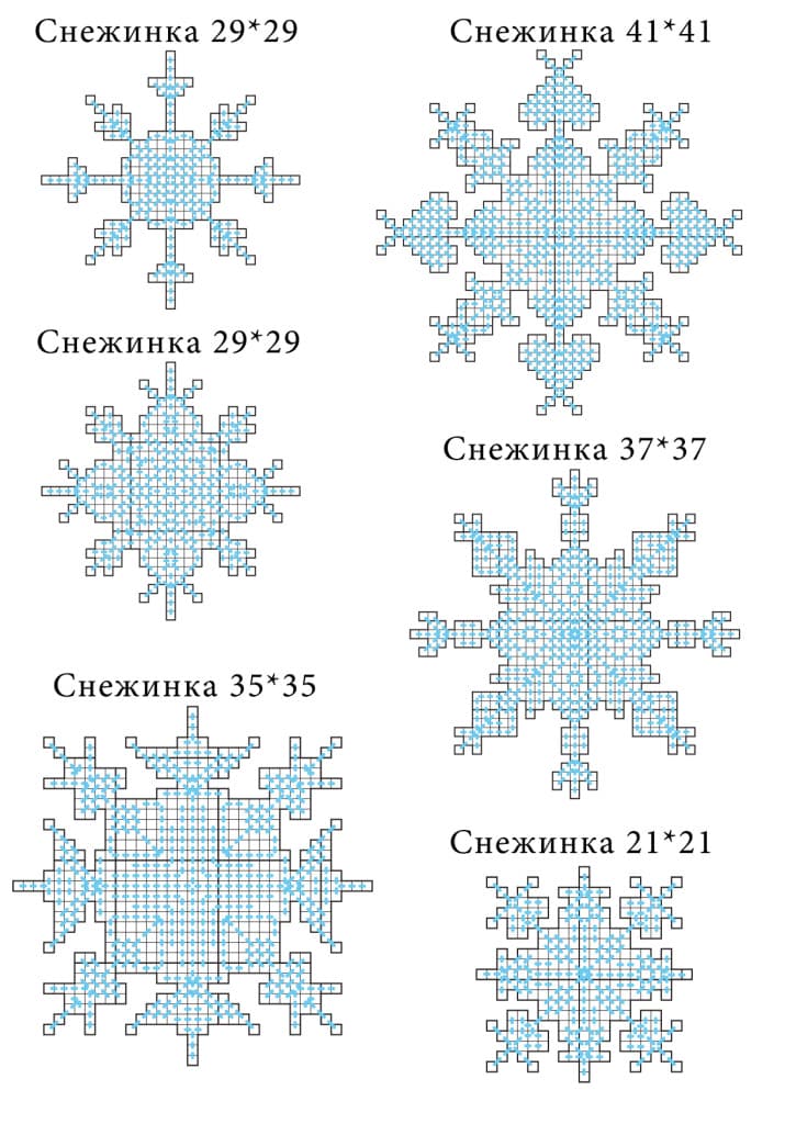 Вышивка Снежинки на пластиковой канве