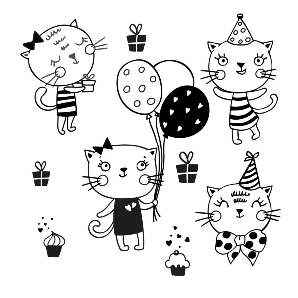 Шаблон для плоттера. Шаблоны для распечатки День Рождения с котиками